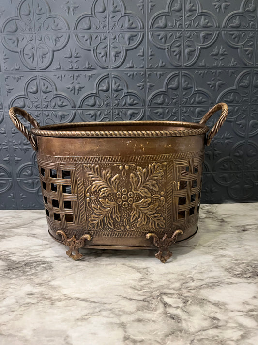 Bronze Metal Basket with Handles