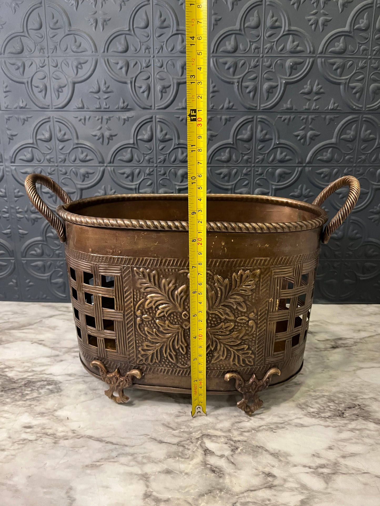 Bronze Metal Basket with Handles