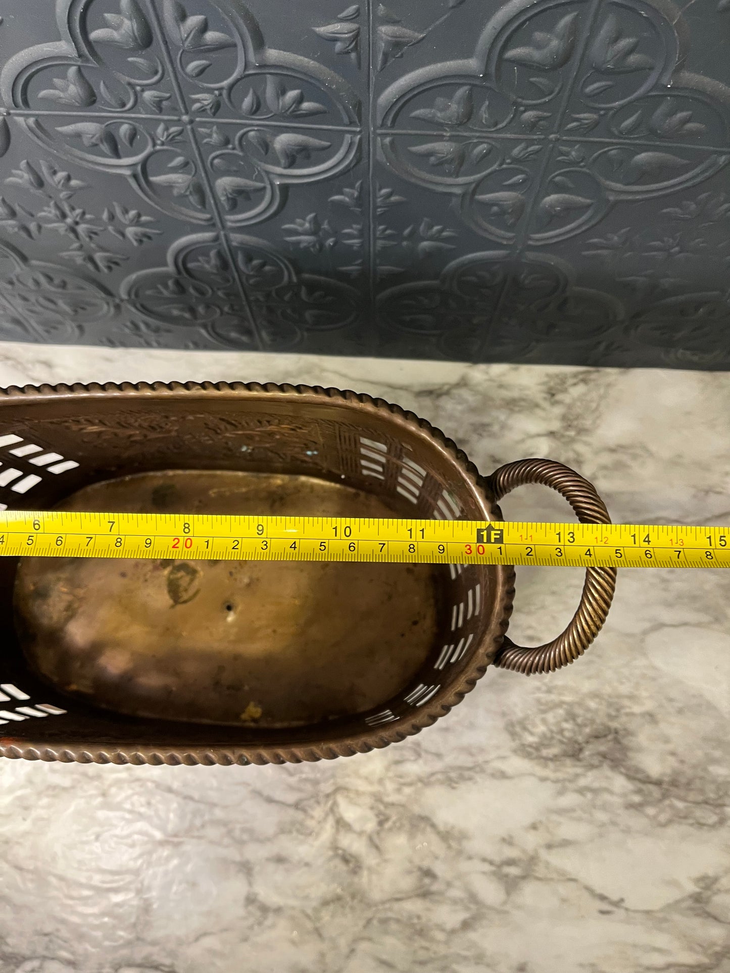 Bronze Metal Basket with Handles