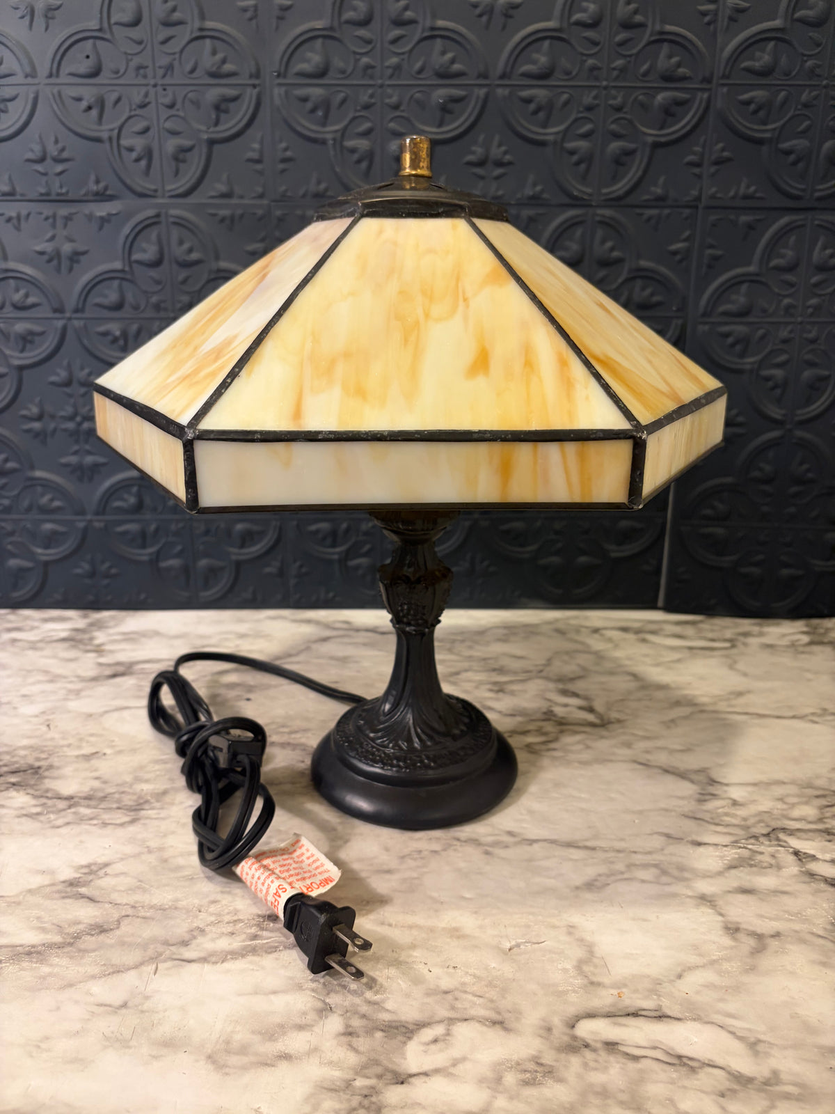13" tall Table Lamp with Faux Slag Shade