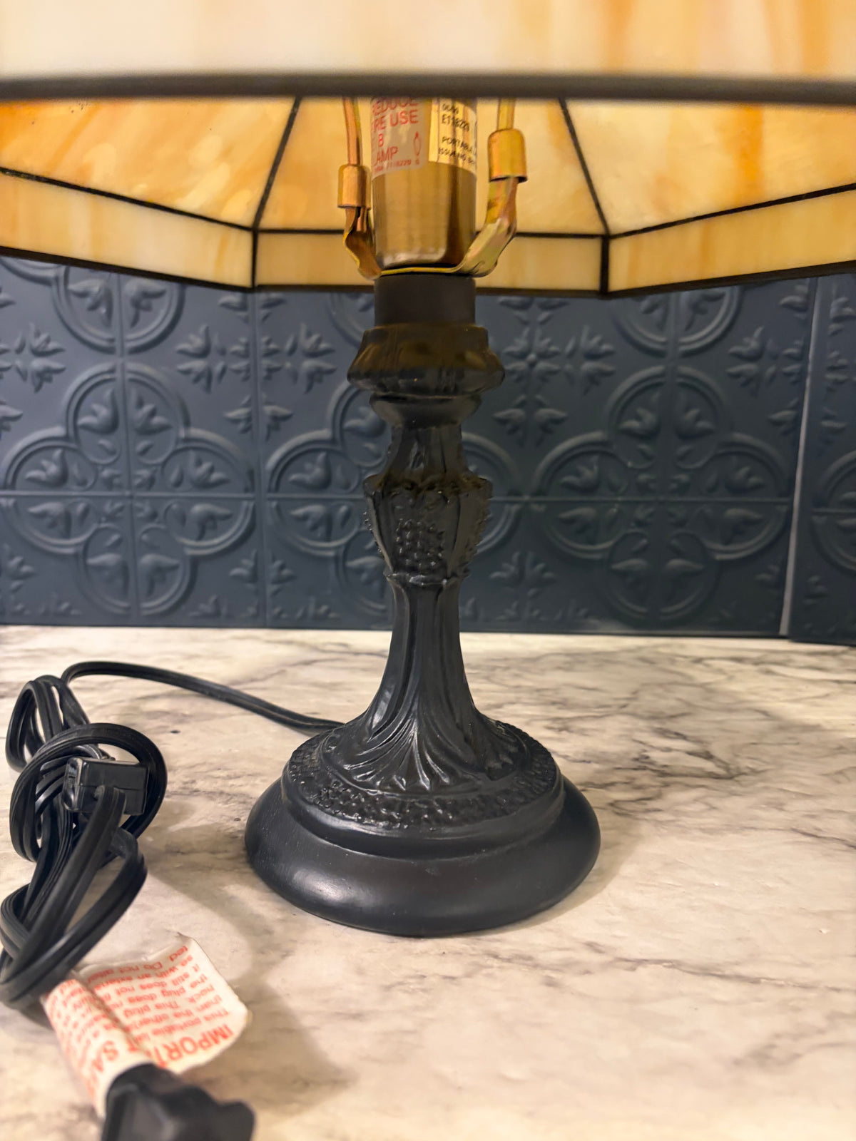 13" tall Table Lamp with Faux Slag Shade