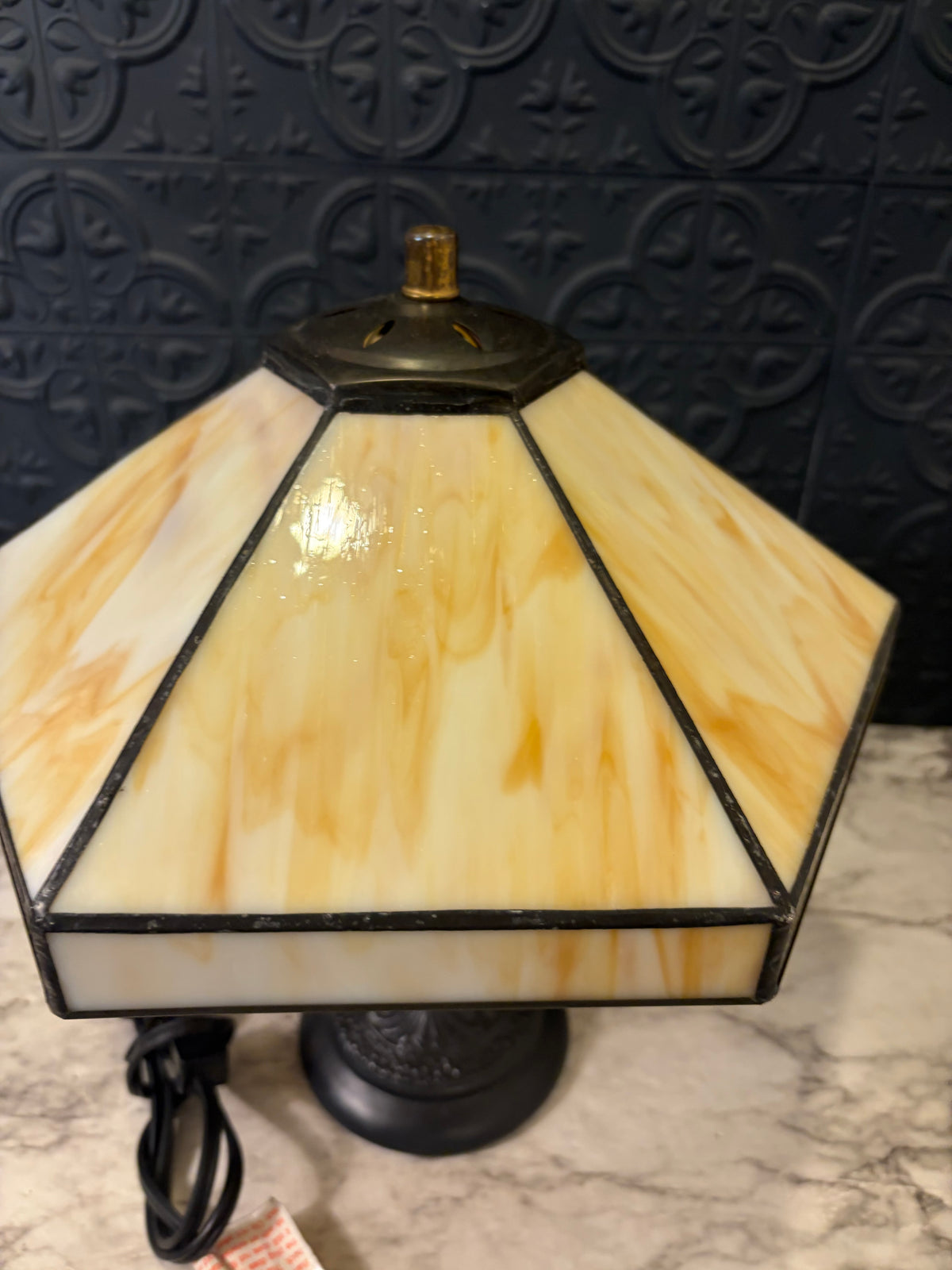 13" tall Table Lamp with Faux Slag Shade