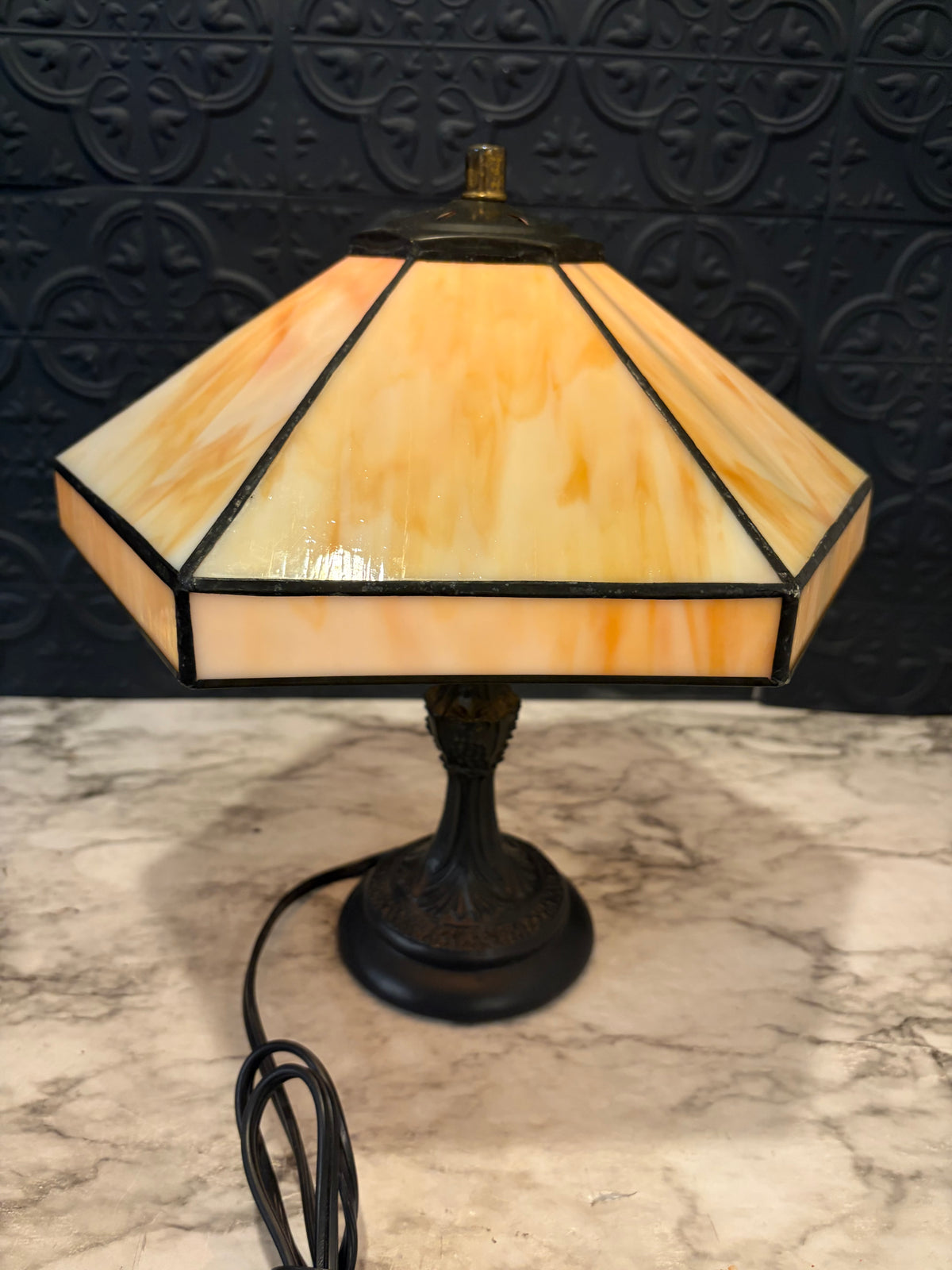 13" tall Table Lamp with Faux Slag Shade