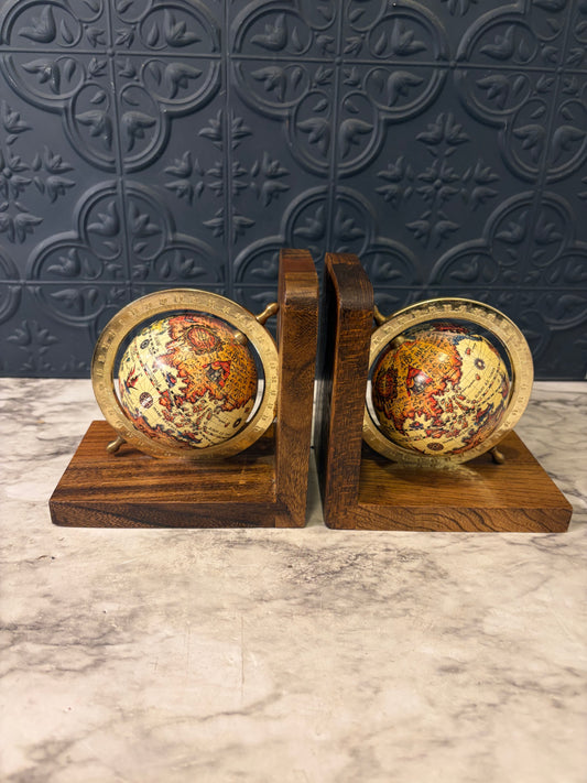Set of Free Spinning Globe Bookends