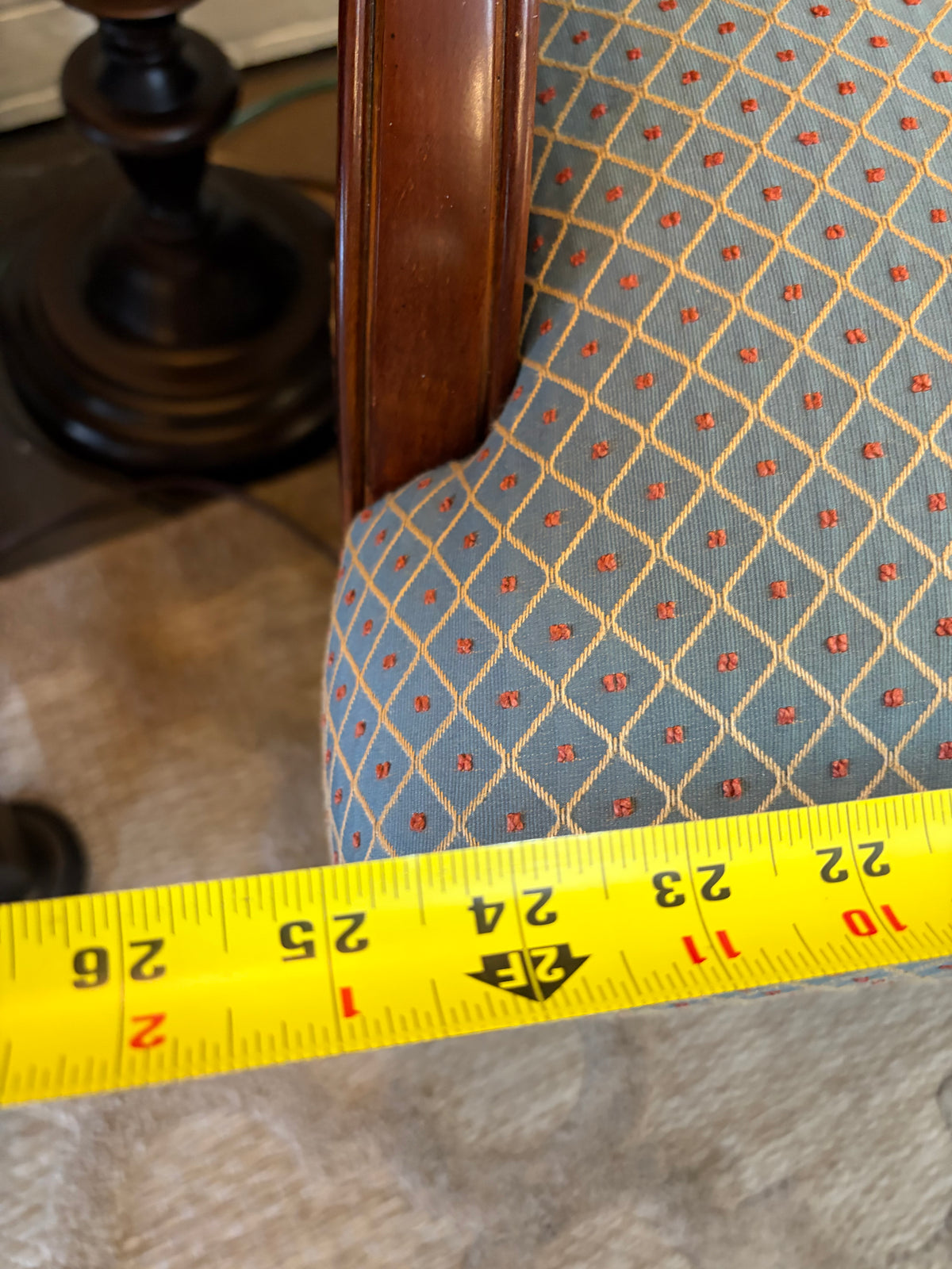 Ethan Allen Green with Red Dot Highback Chair