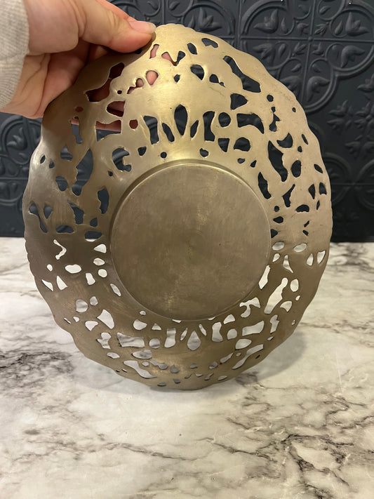 Ornate filigree pillar candle holder