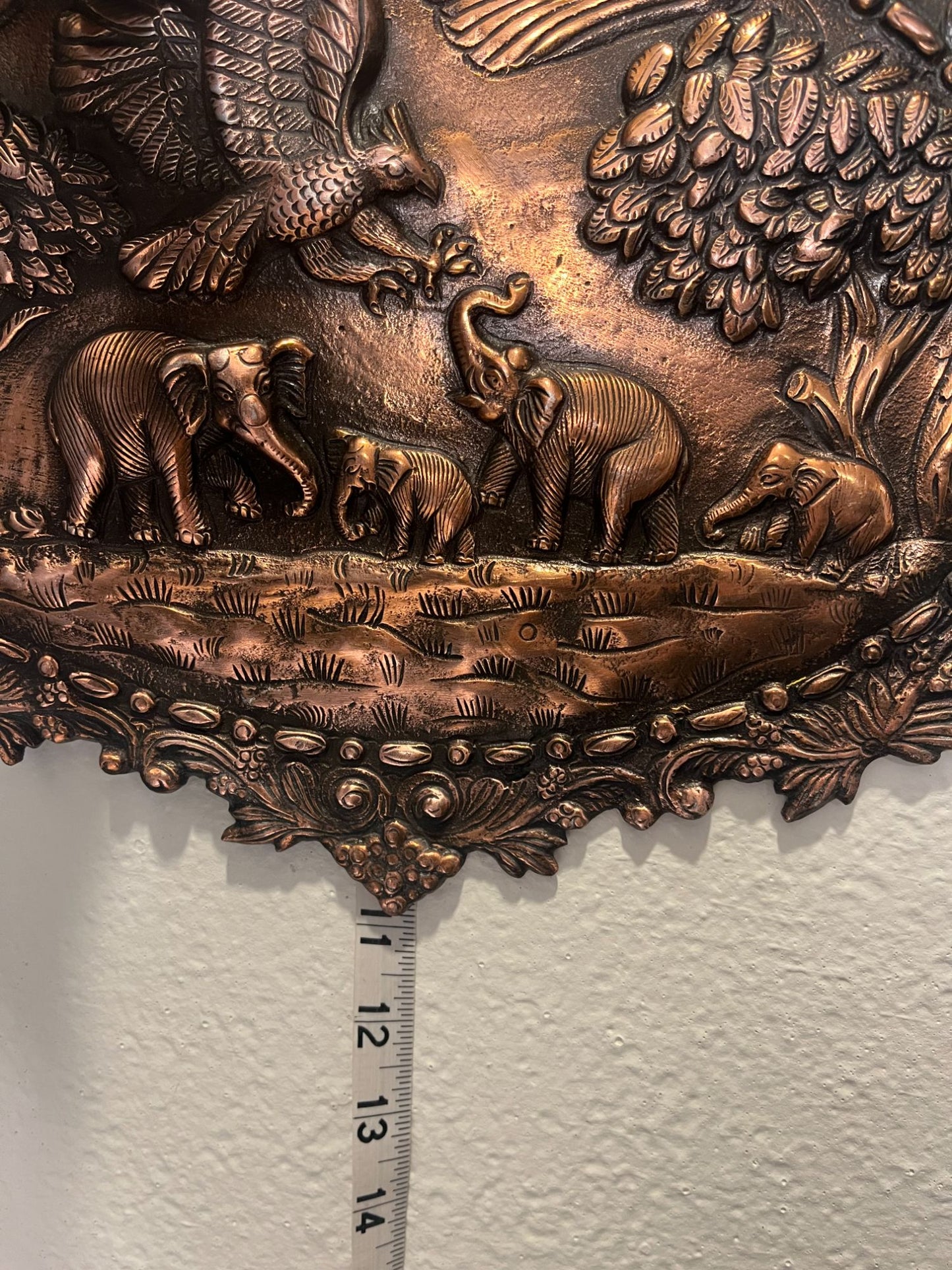 Copper Plaque With Elephants