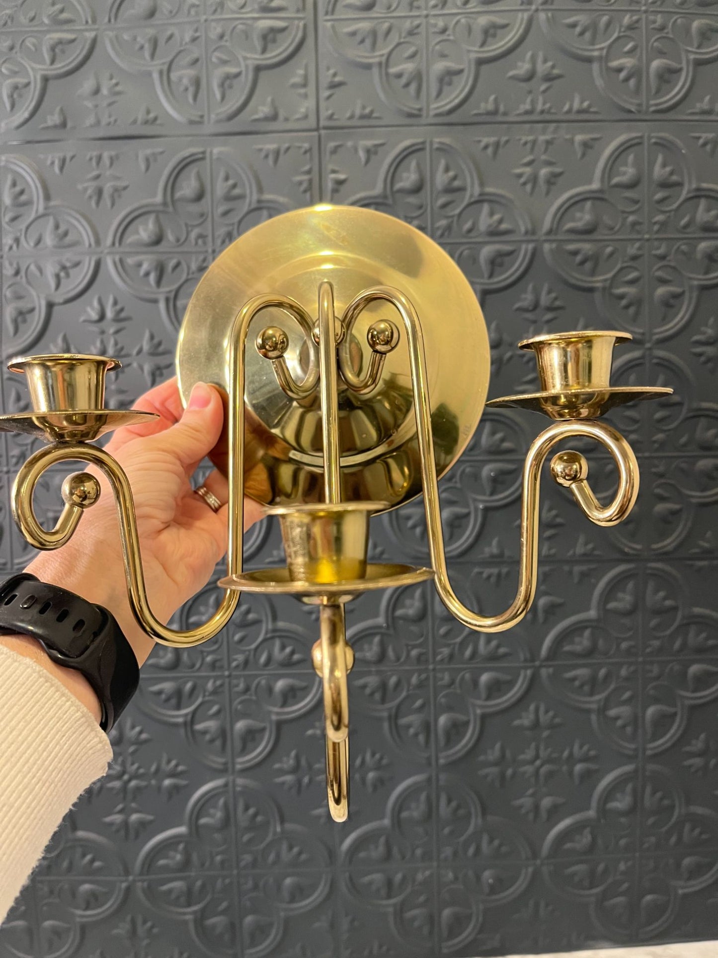 Triple Brass Sconce