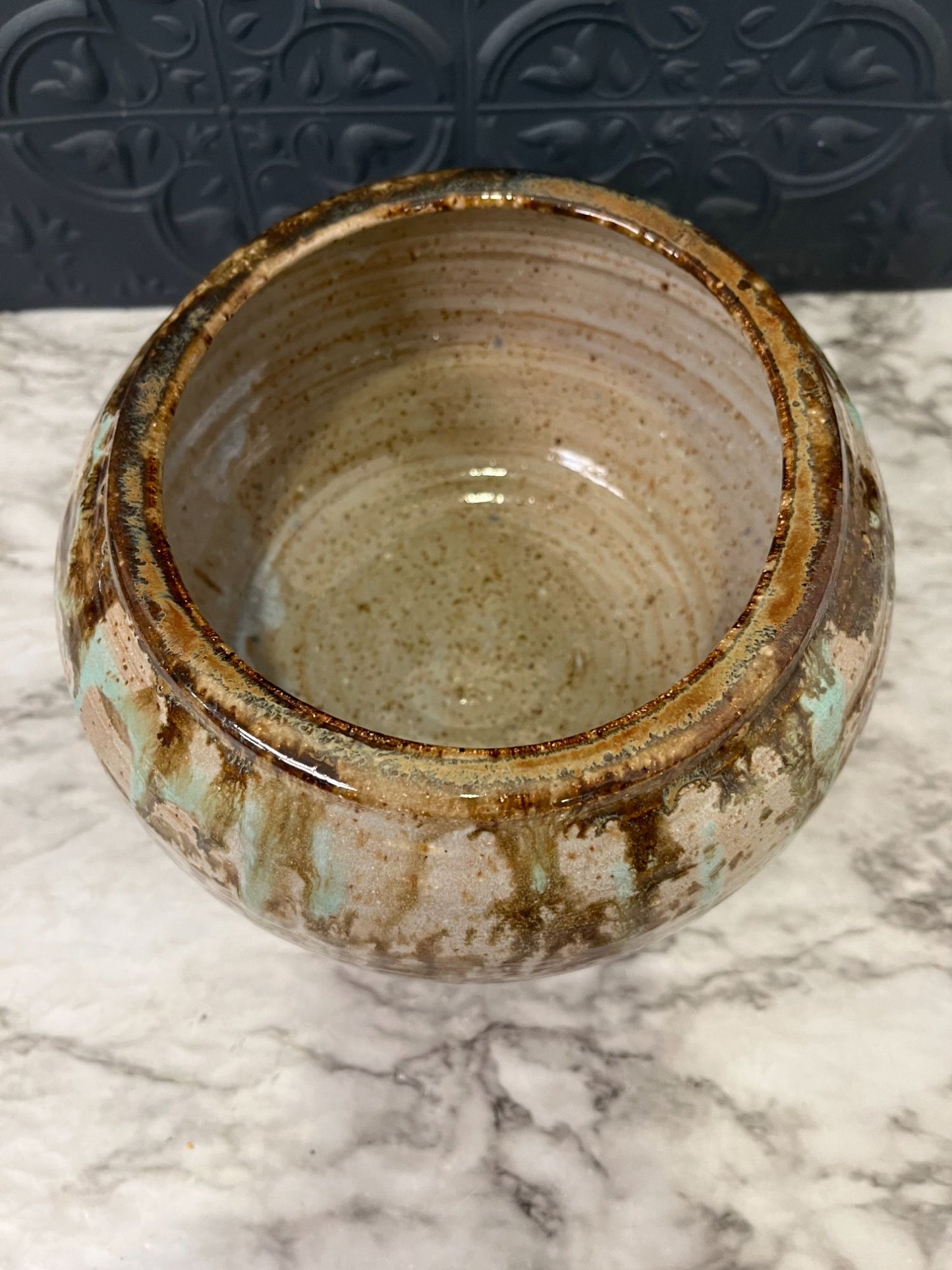 Glazed Pottery Vase drip design