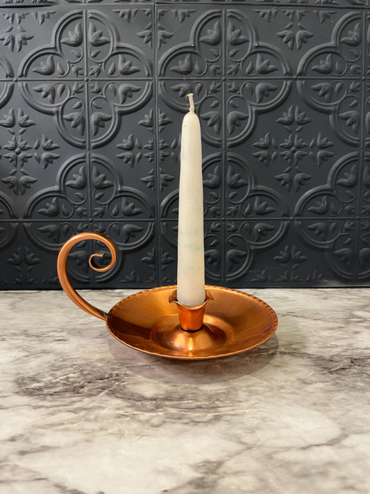 Copper Candle Holder With Finger Hold