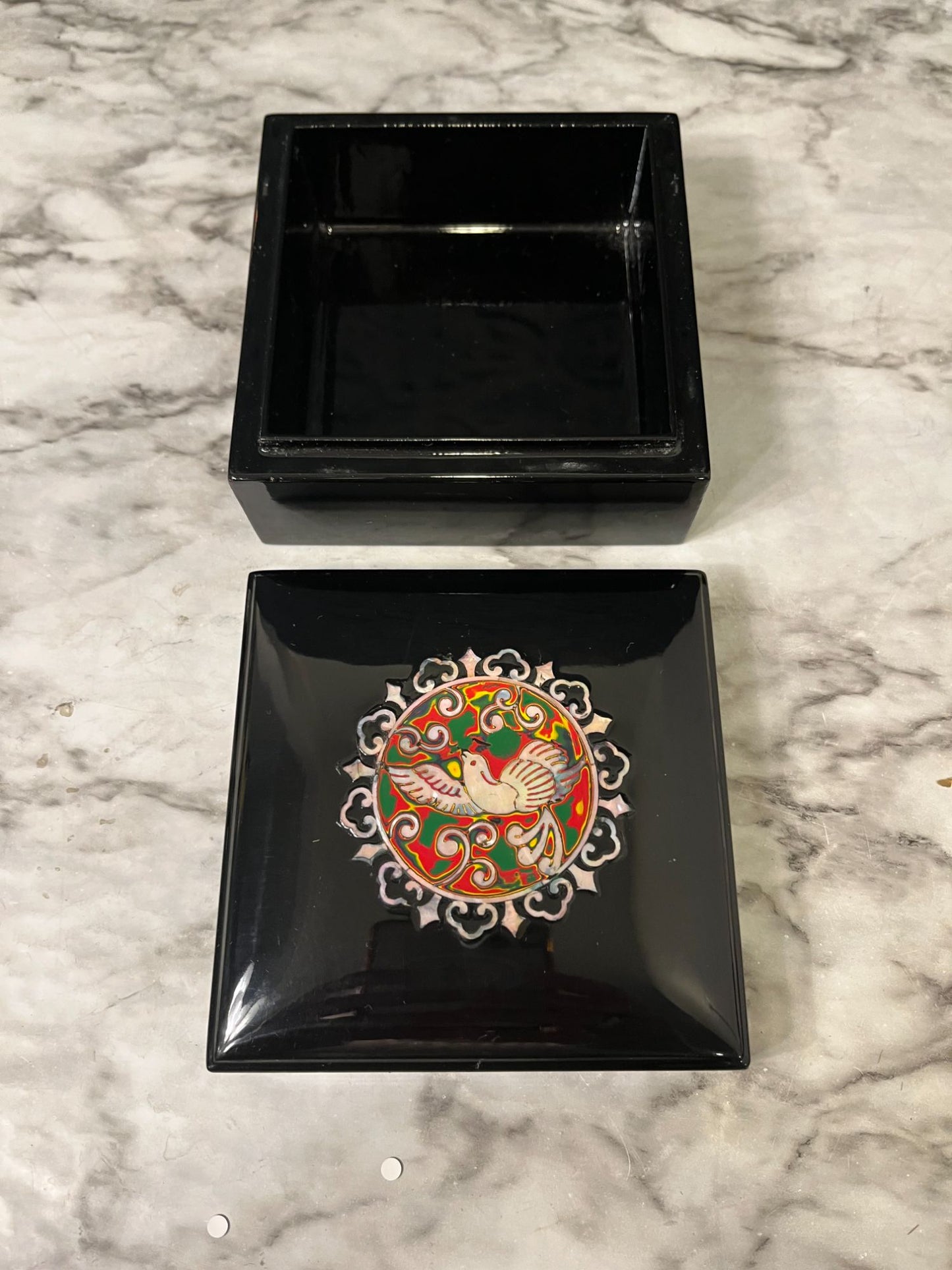 Chinese Black Laquer Trinket Box