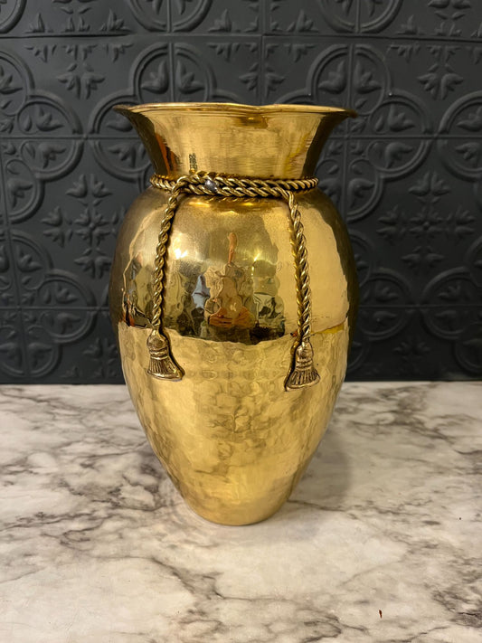 Large Brass Vase With Rope Detail