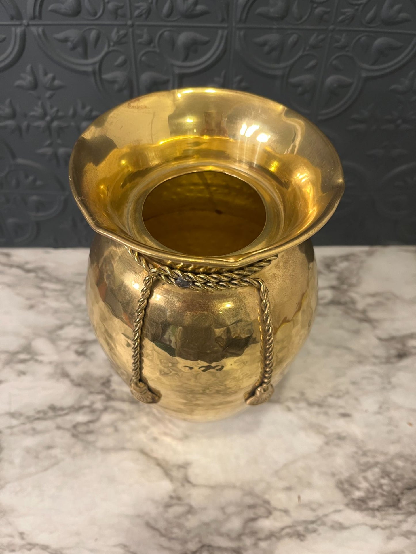 Large Brass Vase With Rope Detail