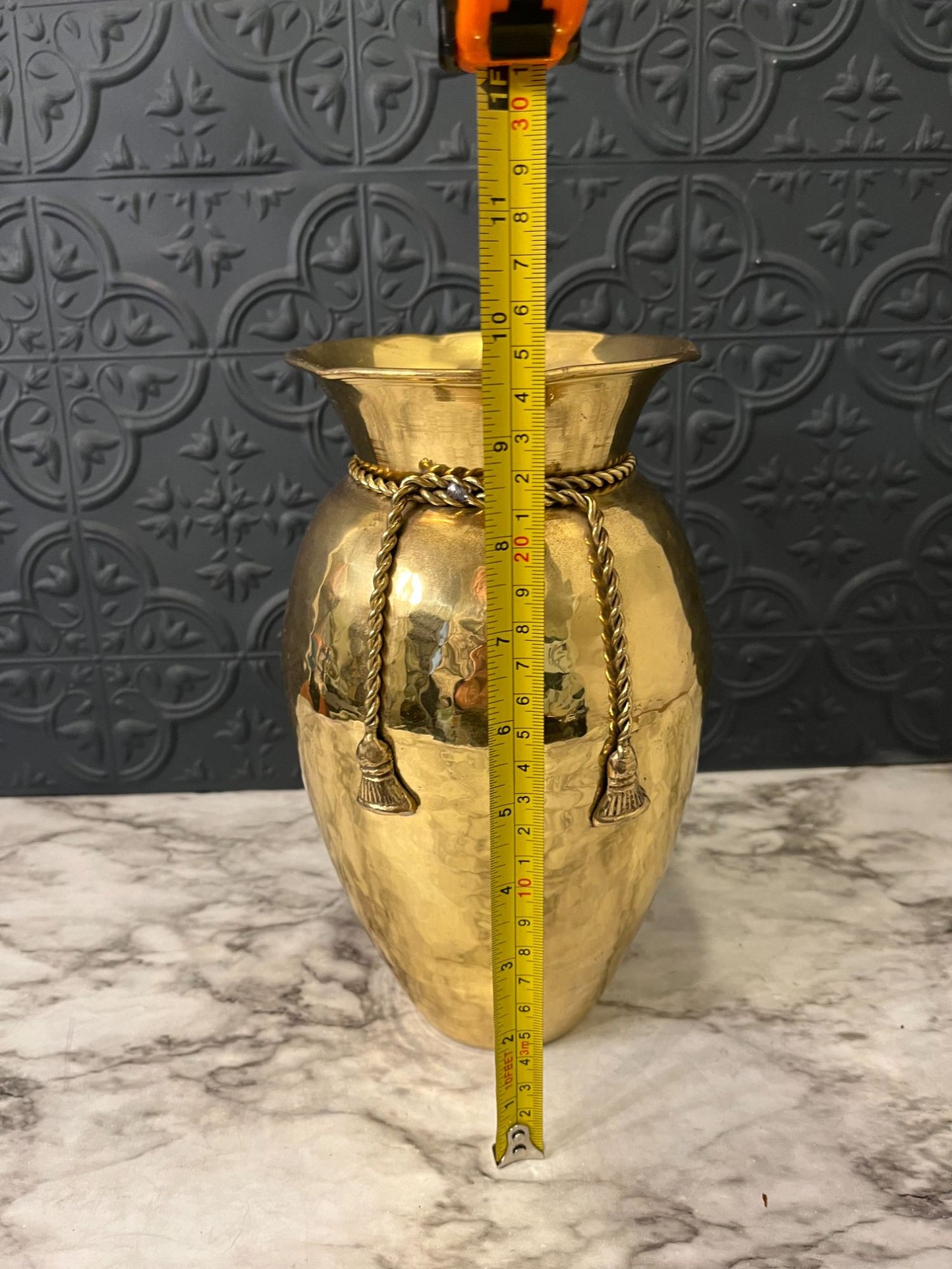 Large Brass Vase With Rope Detail