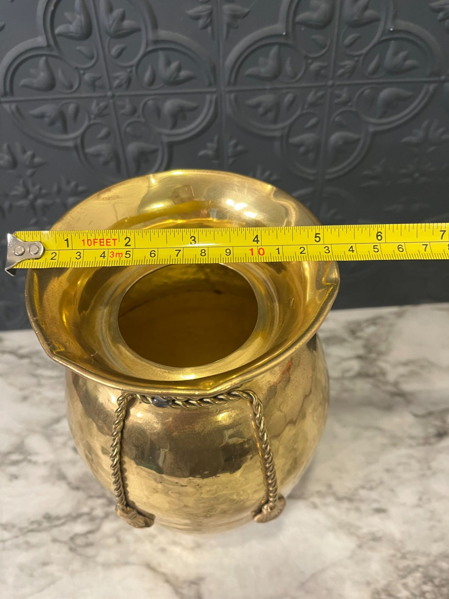 Large Brass Vase With Rope Detail