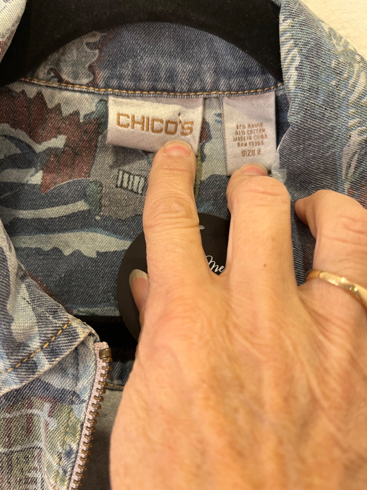 Chicos Denim Pattern Jacket