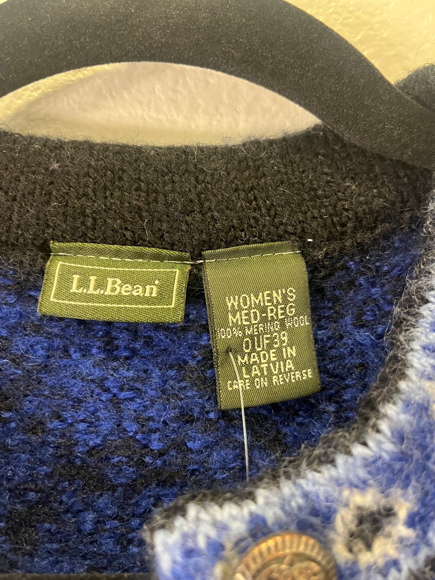 LL Bean Blue wool cardigan