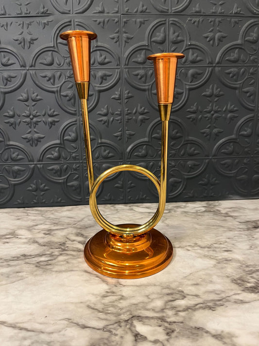 Copper and Brass Duel Candle Holder