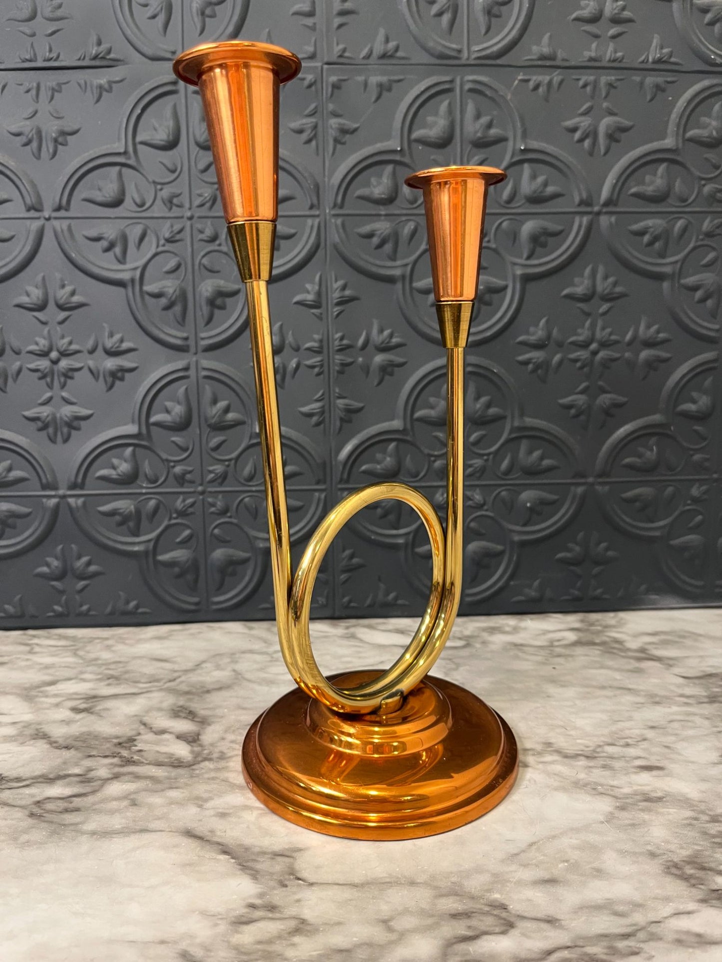 Copper and Brass Duel Candle Holder