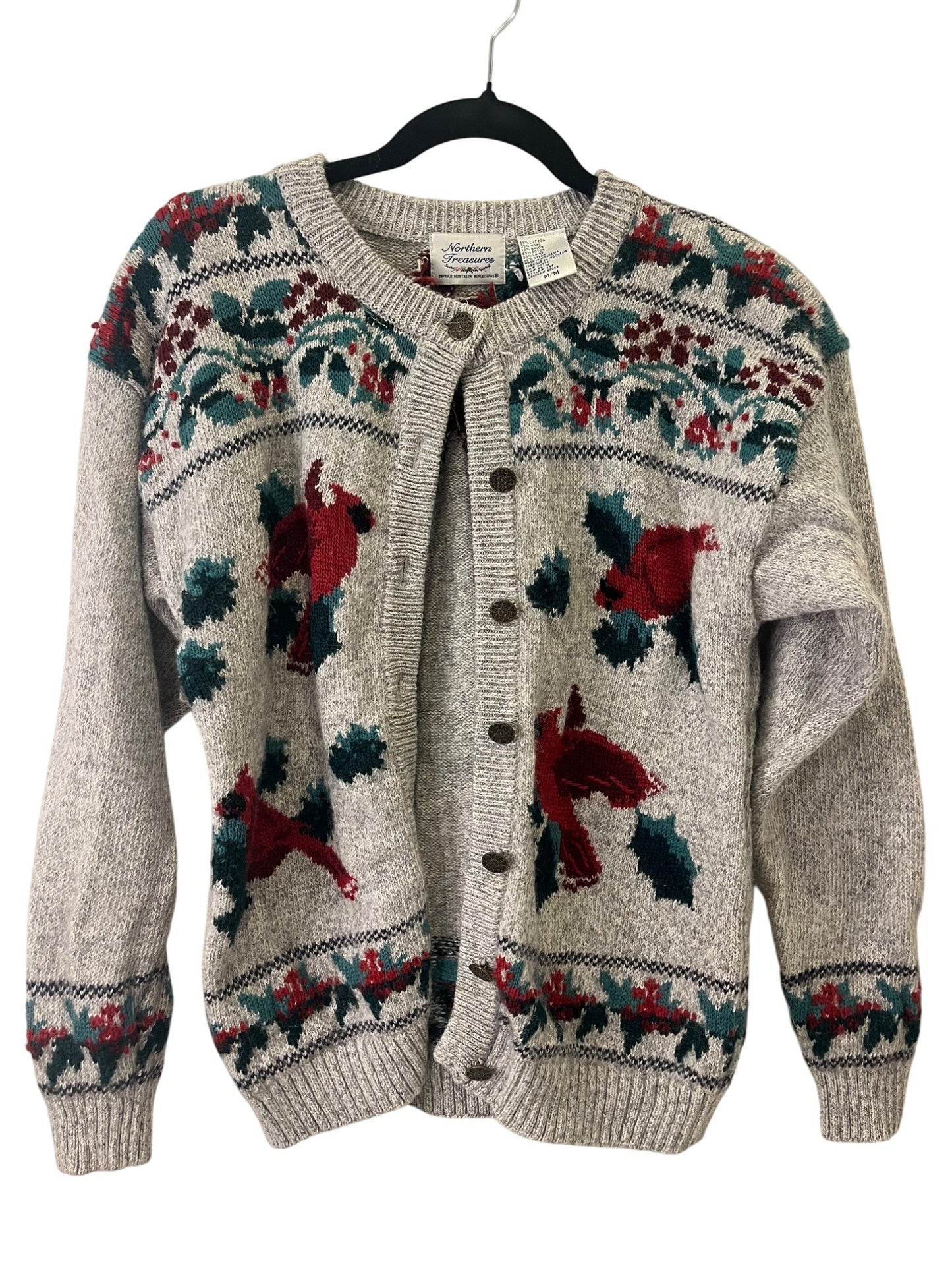 Northern Treasures Gray Cardinal cardigan