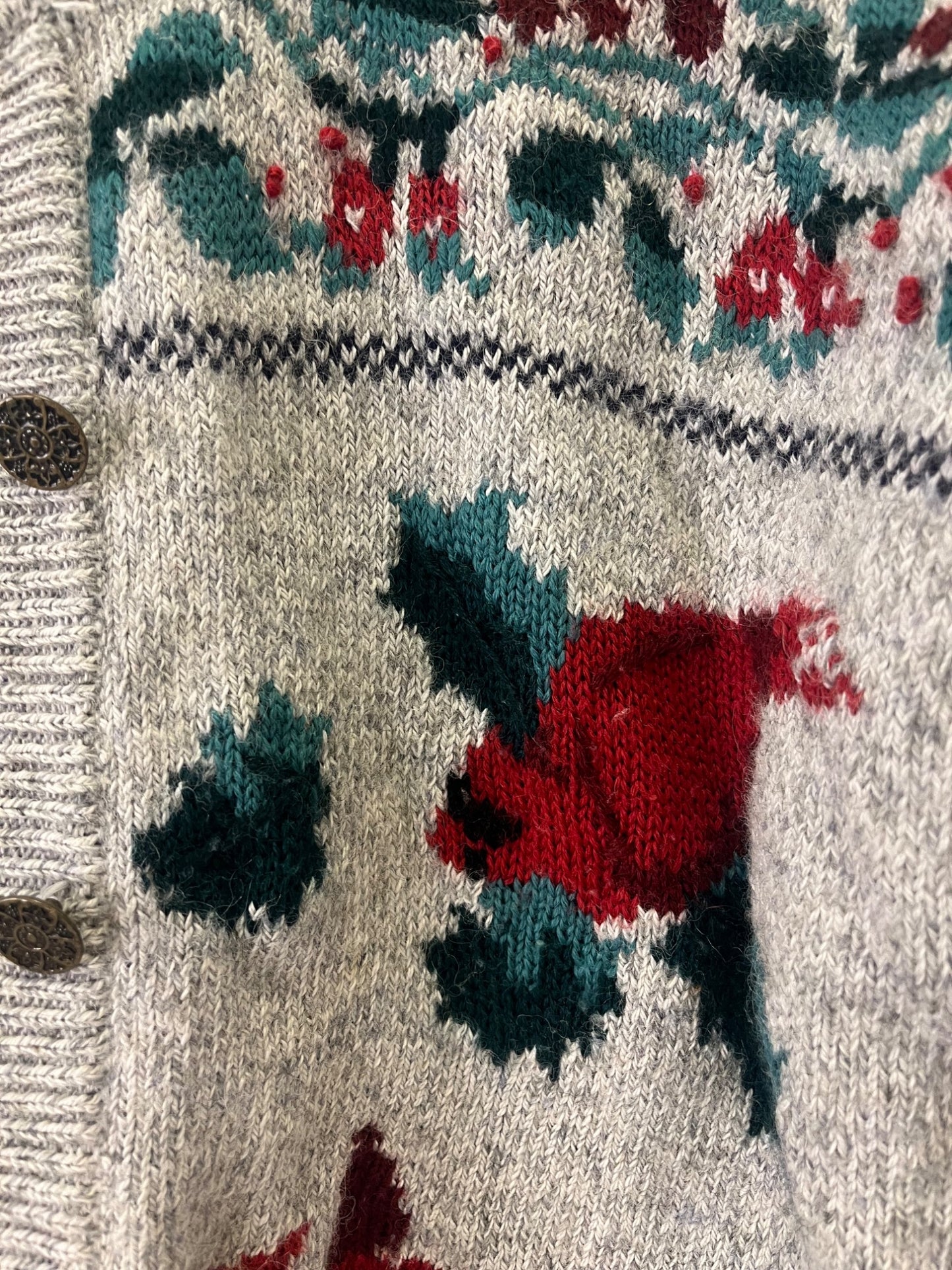 Northern Treasures Gray Cardinal cardigan