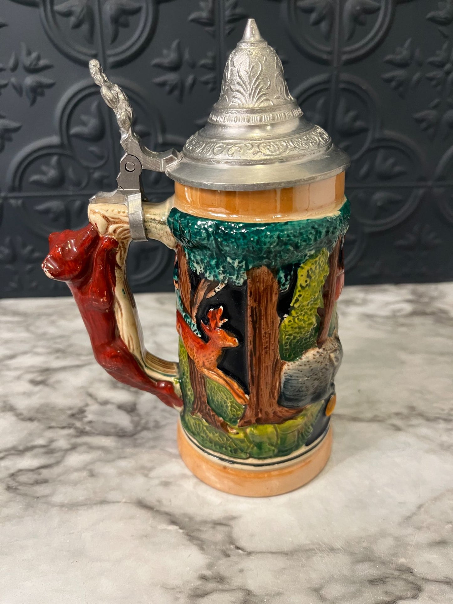 German Beer Stein Fox Handle