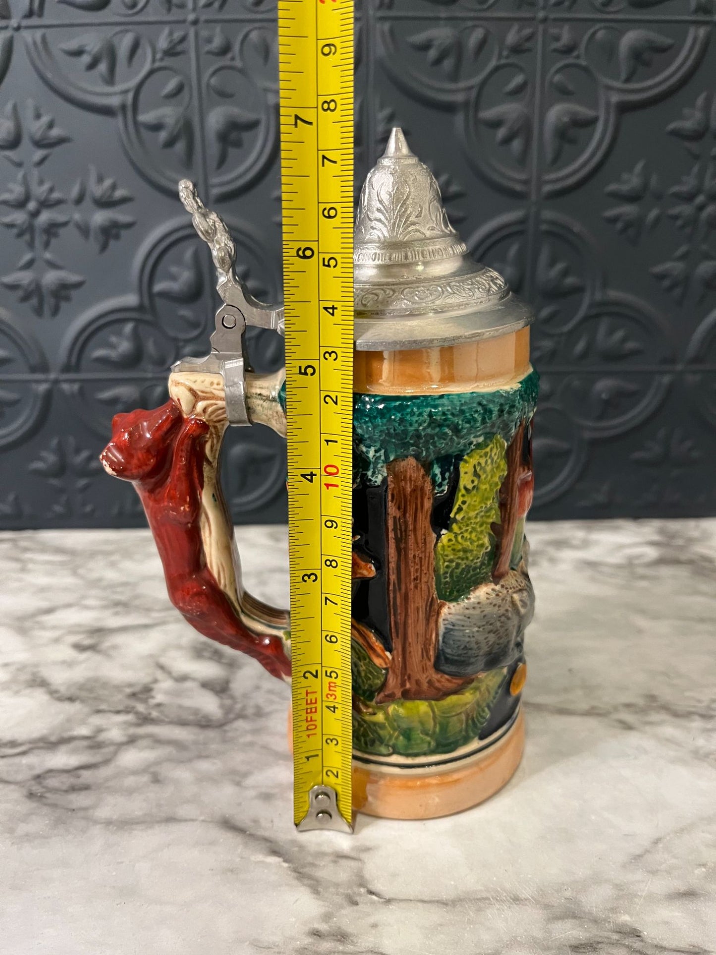 German Beer Stein Fox Handle