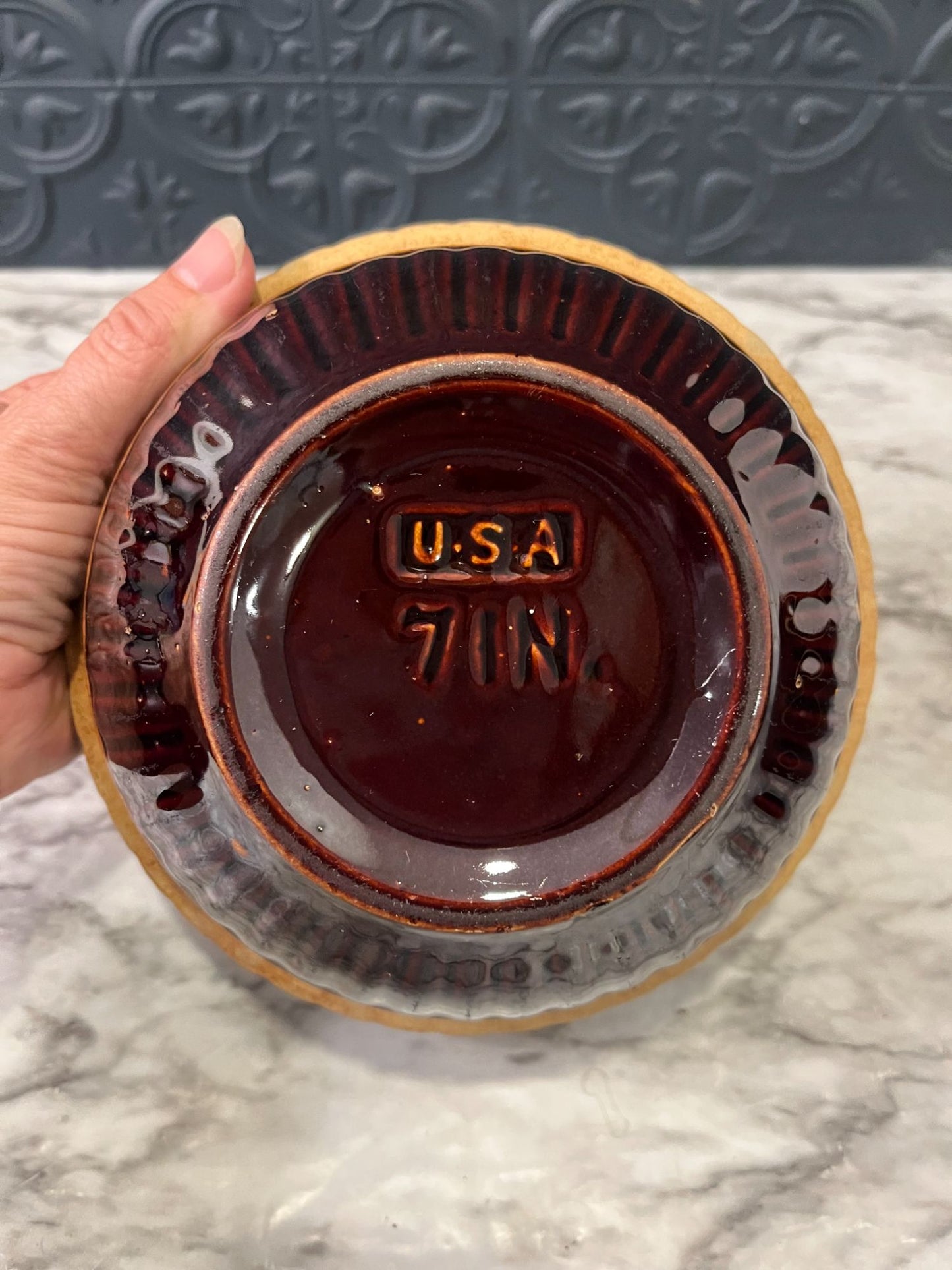 7" USA Brown Pottery Bowl