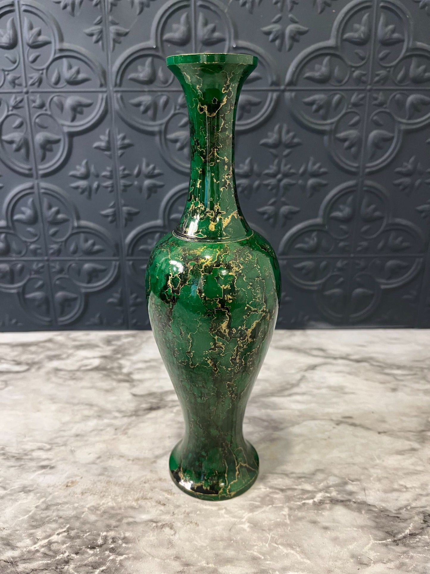 Green and Gold Enamel Vase