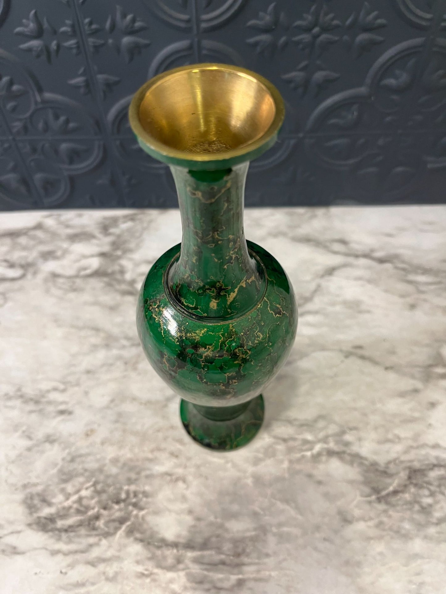 Green and Gold Enamel Vase