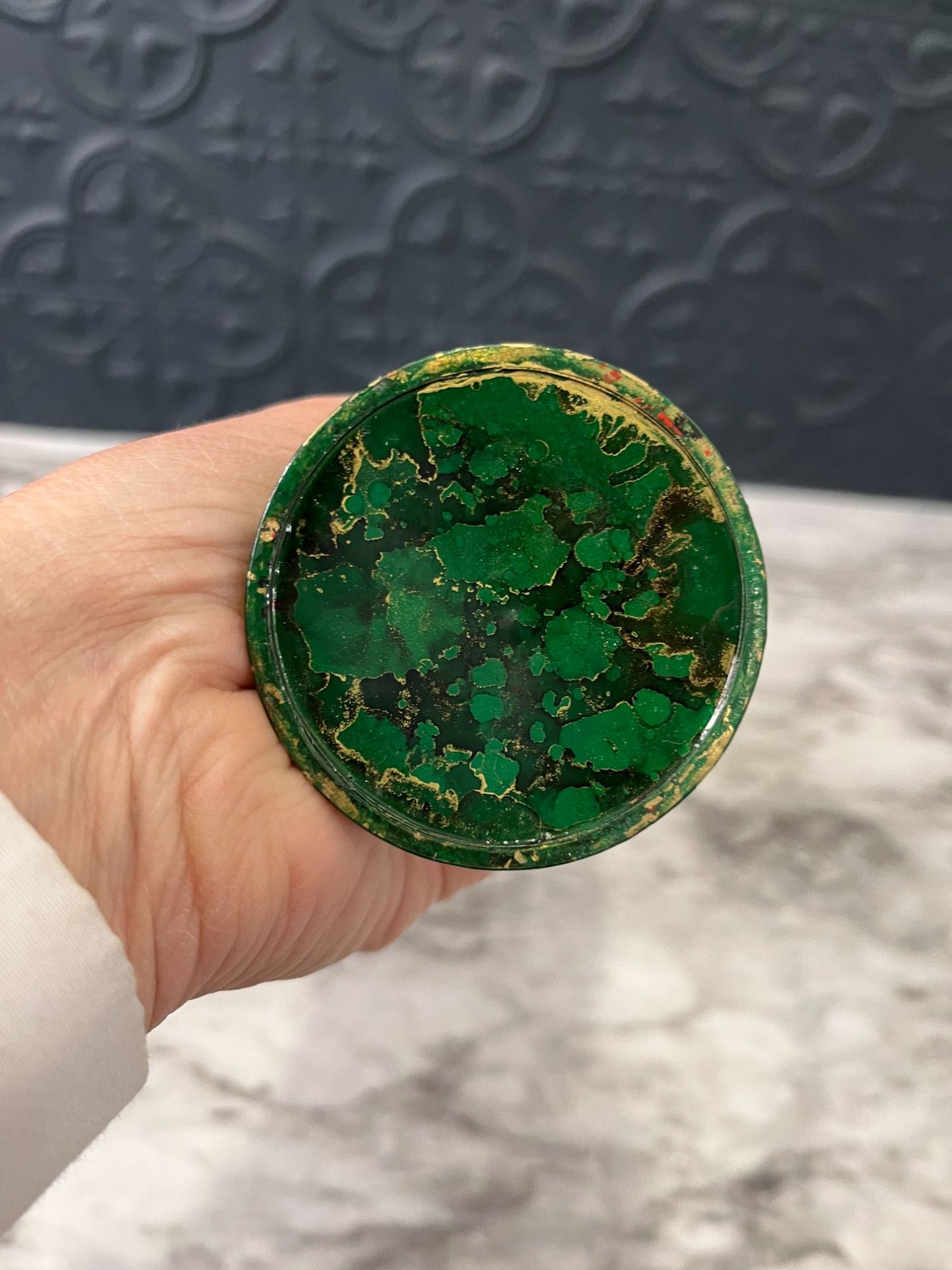 Green and Gold Enamel Vase