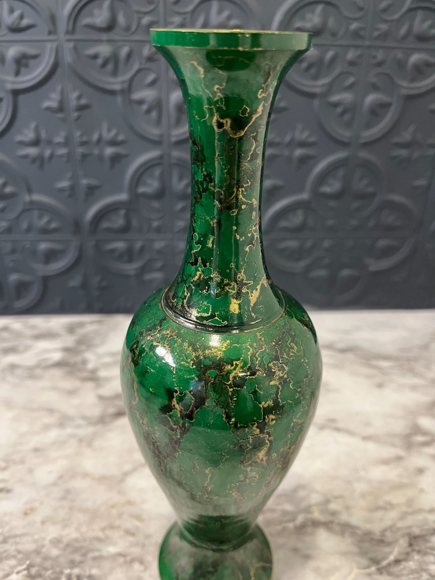 Green and Gold Enamel Vase