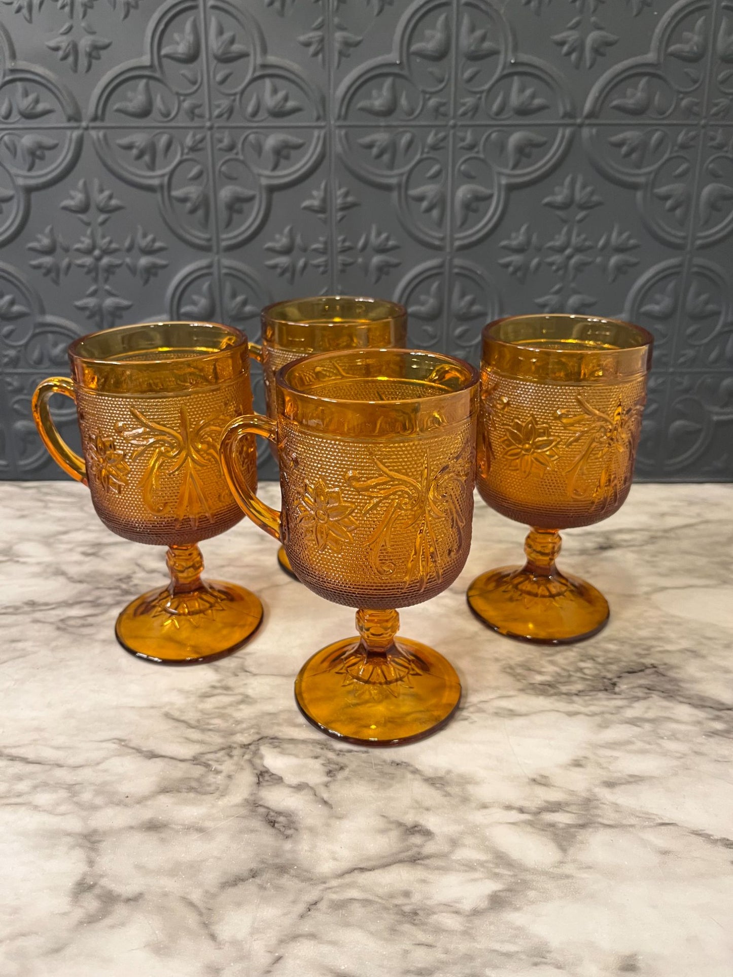 Indiana Glass Tiara Pedestal Glasses x 4