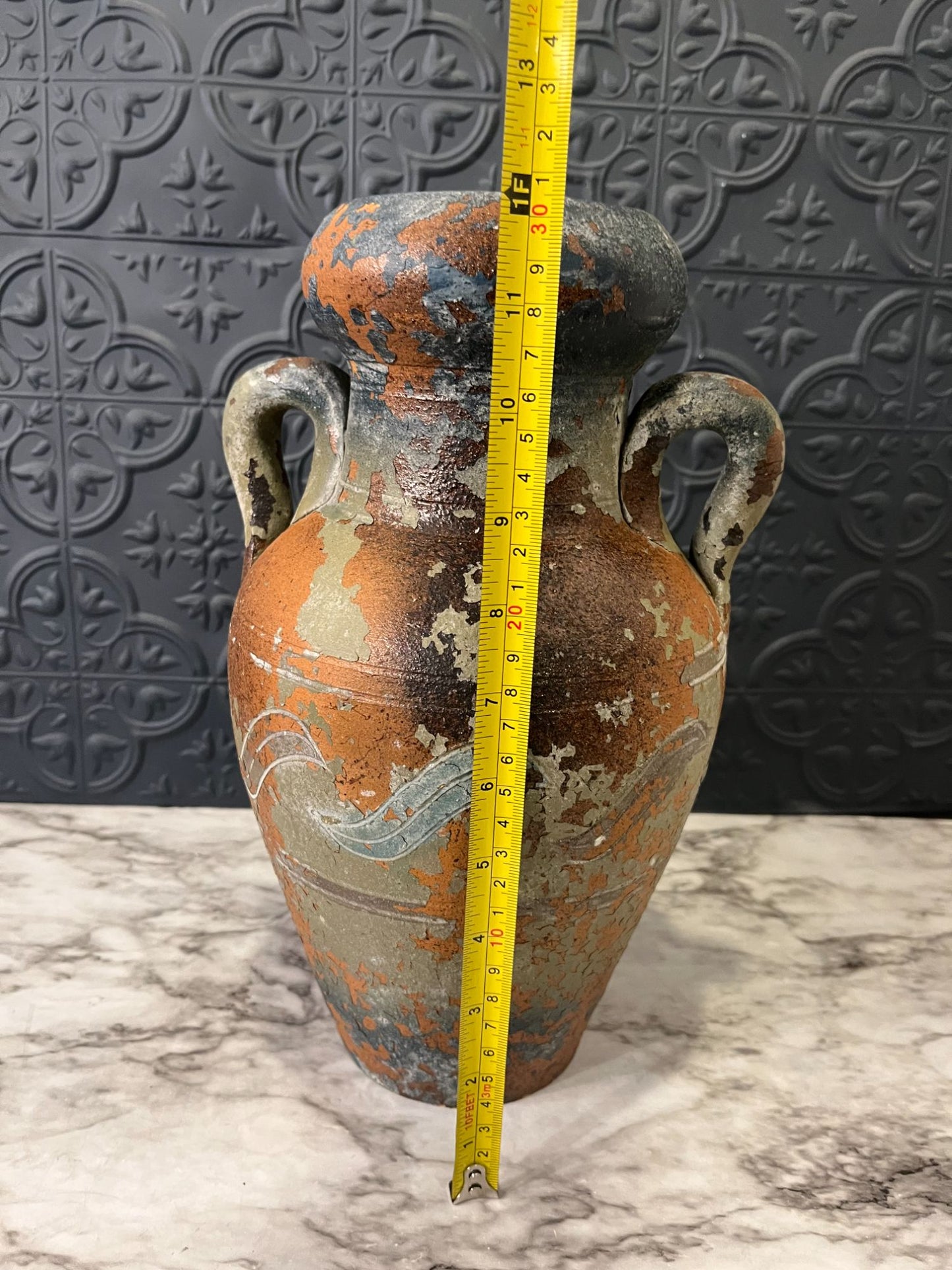 Green Pottery Vase With Handles