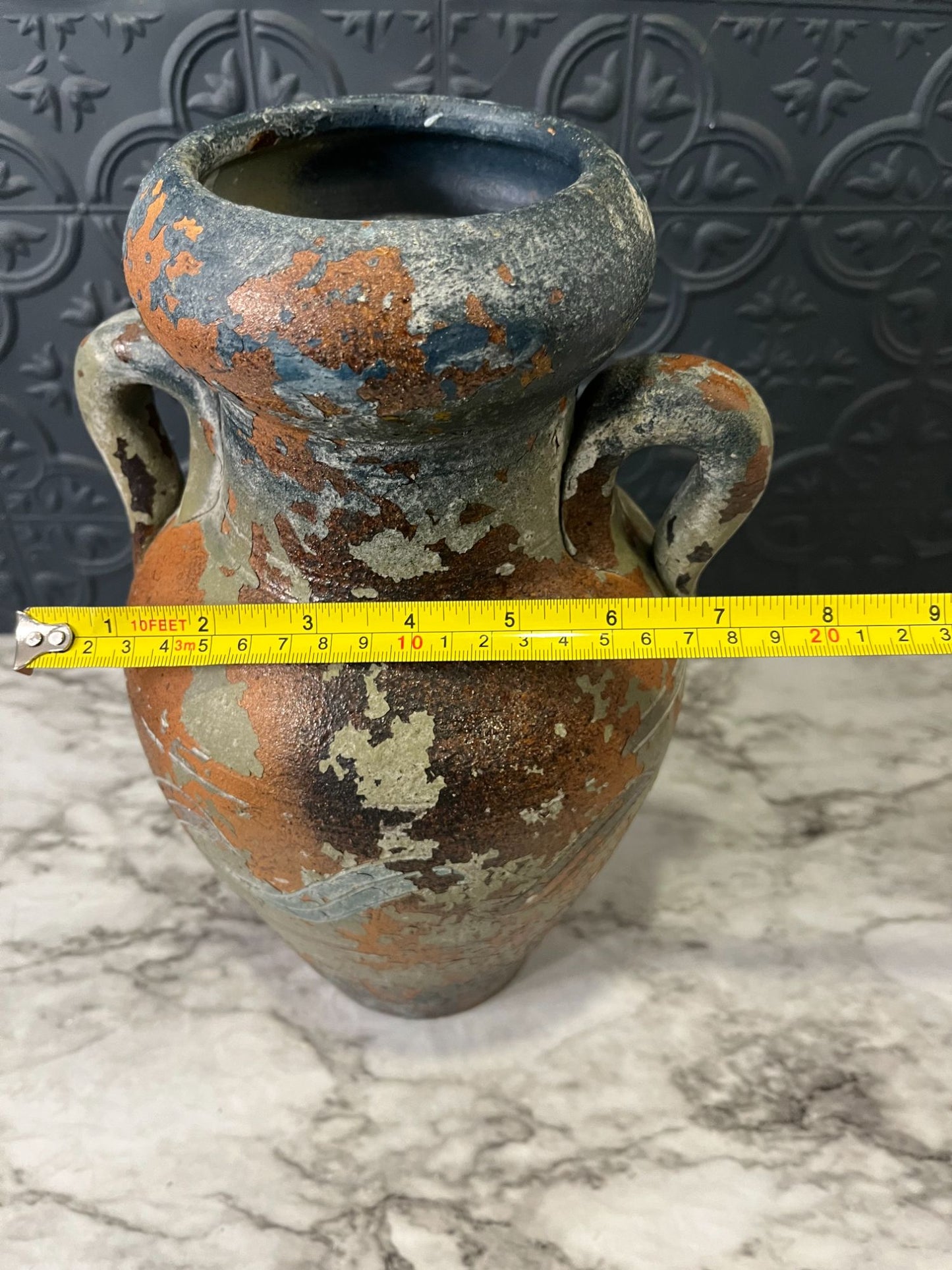 Green Pottery Vase With Handles