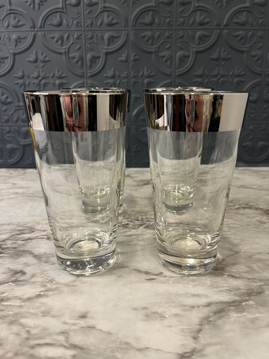 Thorpe Silver rim drinking glasses x4