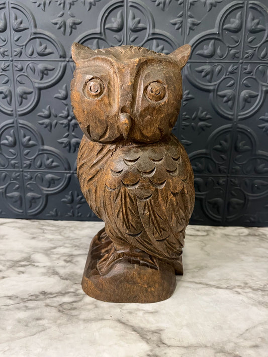 Hand Carved Wooden Owl