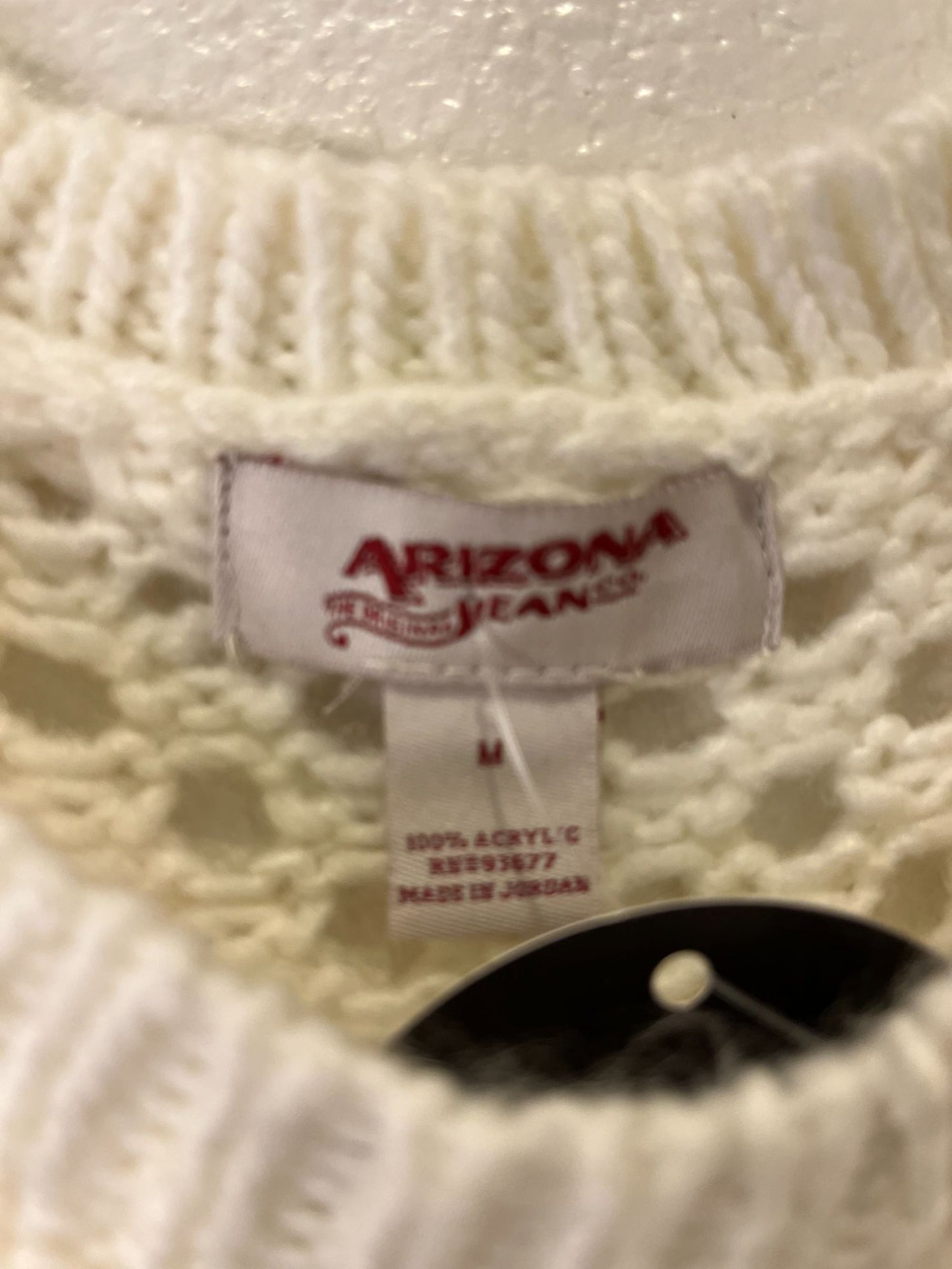 Vintage-Inspired Arizona Jeans Womens Acrylic Open-Weave Sweater Medium Ivory