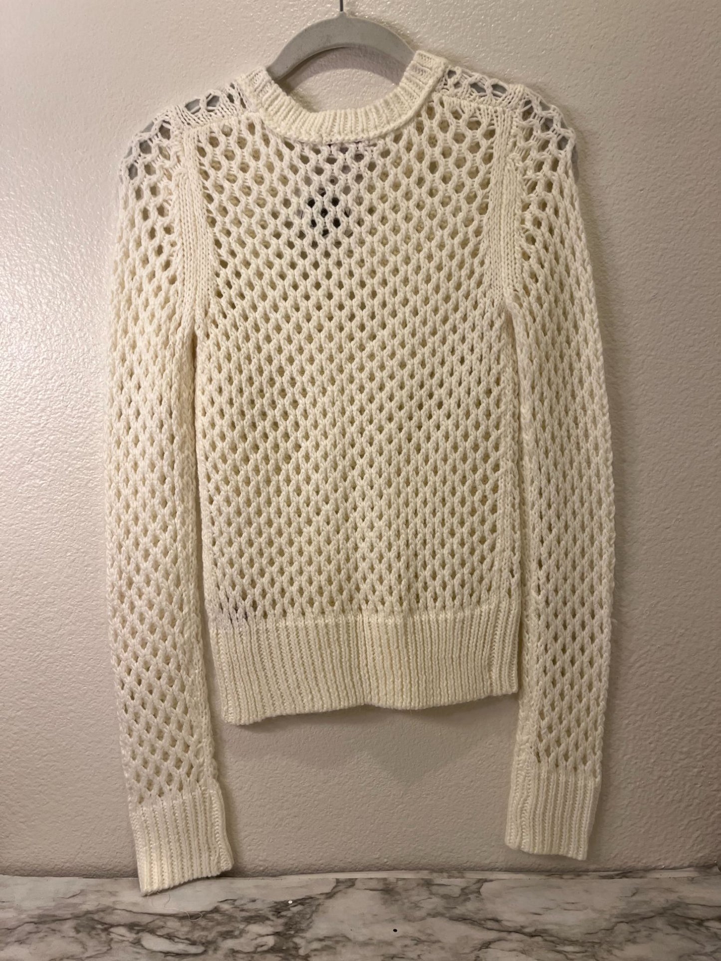 Vintage-Inspired Arizona Jeans Womens Acrylic Open-Weave Sweater Medium Ivory