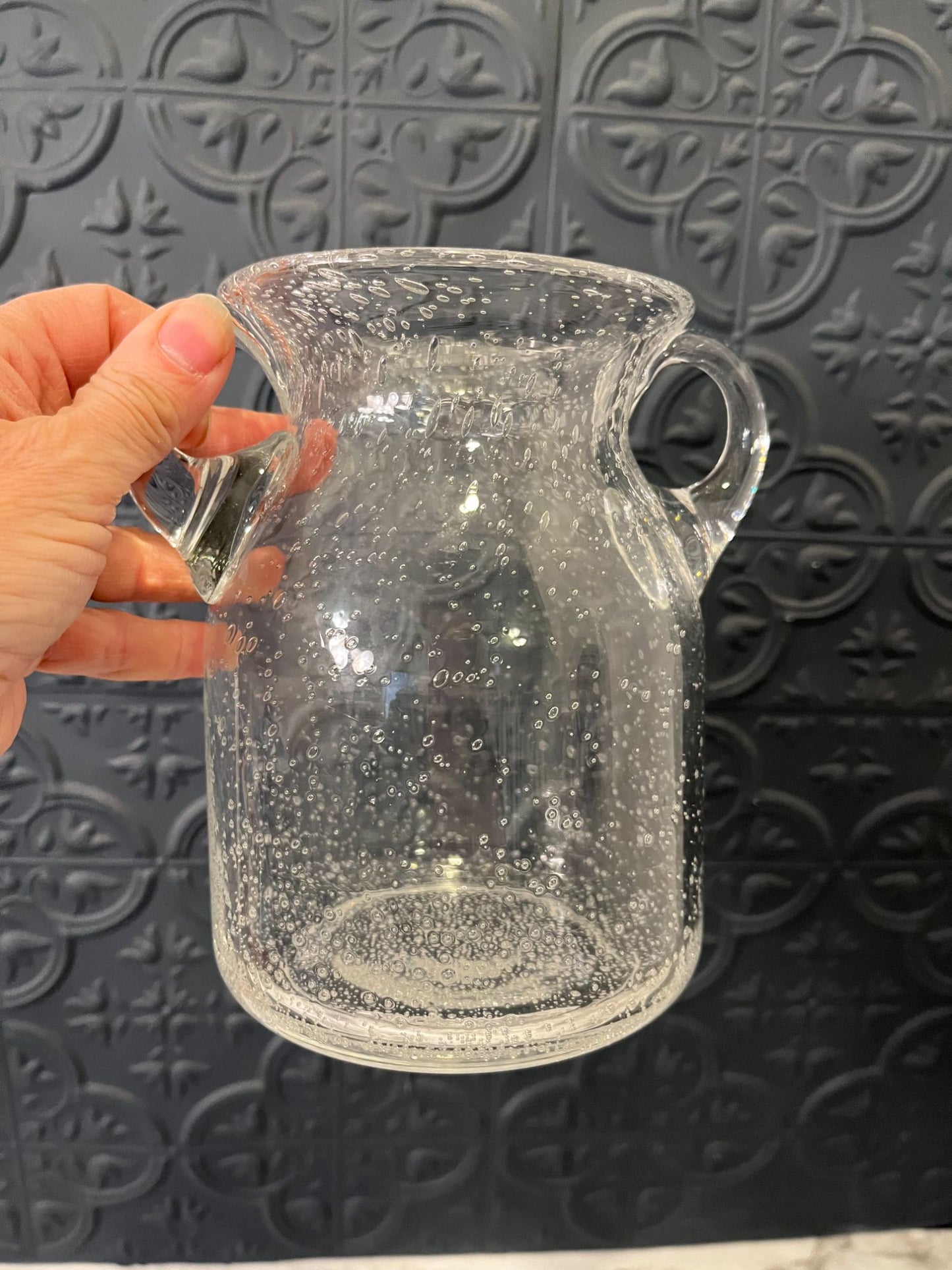 Bubble Glass Vase With Handles