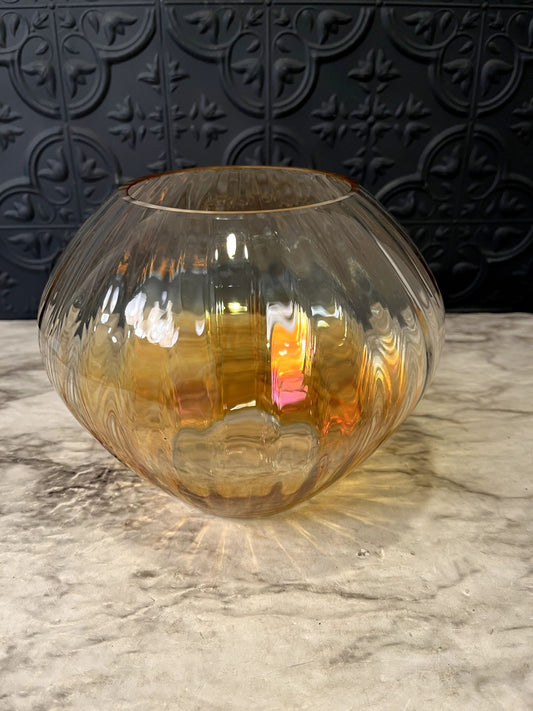 Ombre Carnival Glass Round Vase