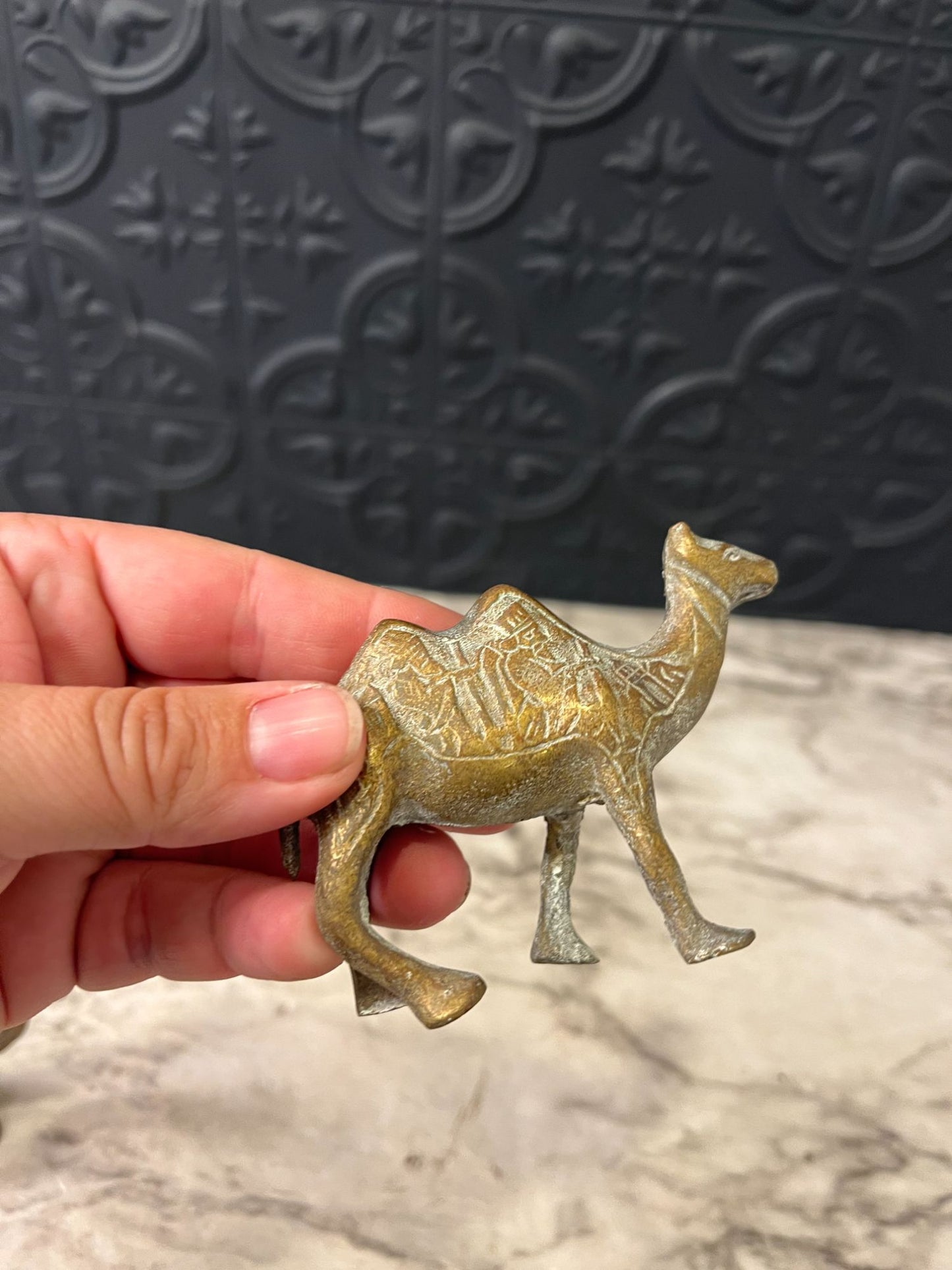 Mini brass camels x2