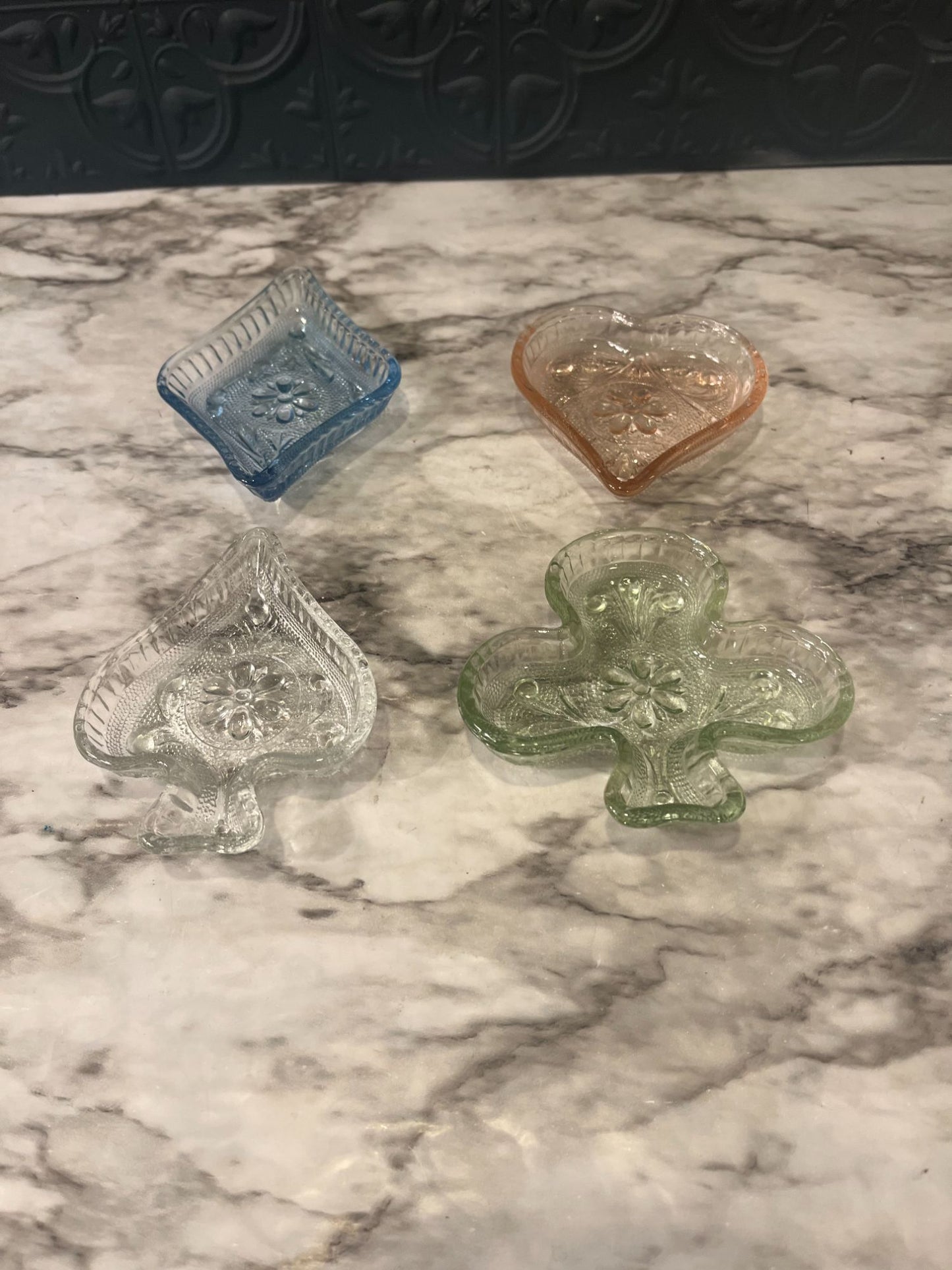 Depression Glass Playing Card  snack x 4