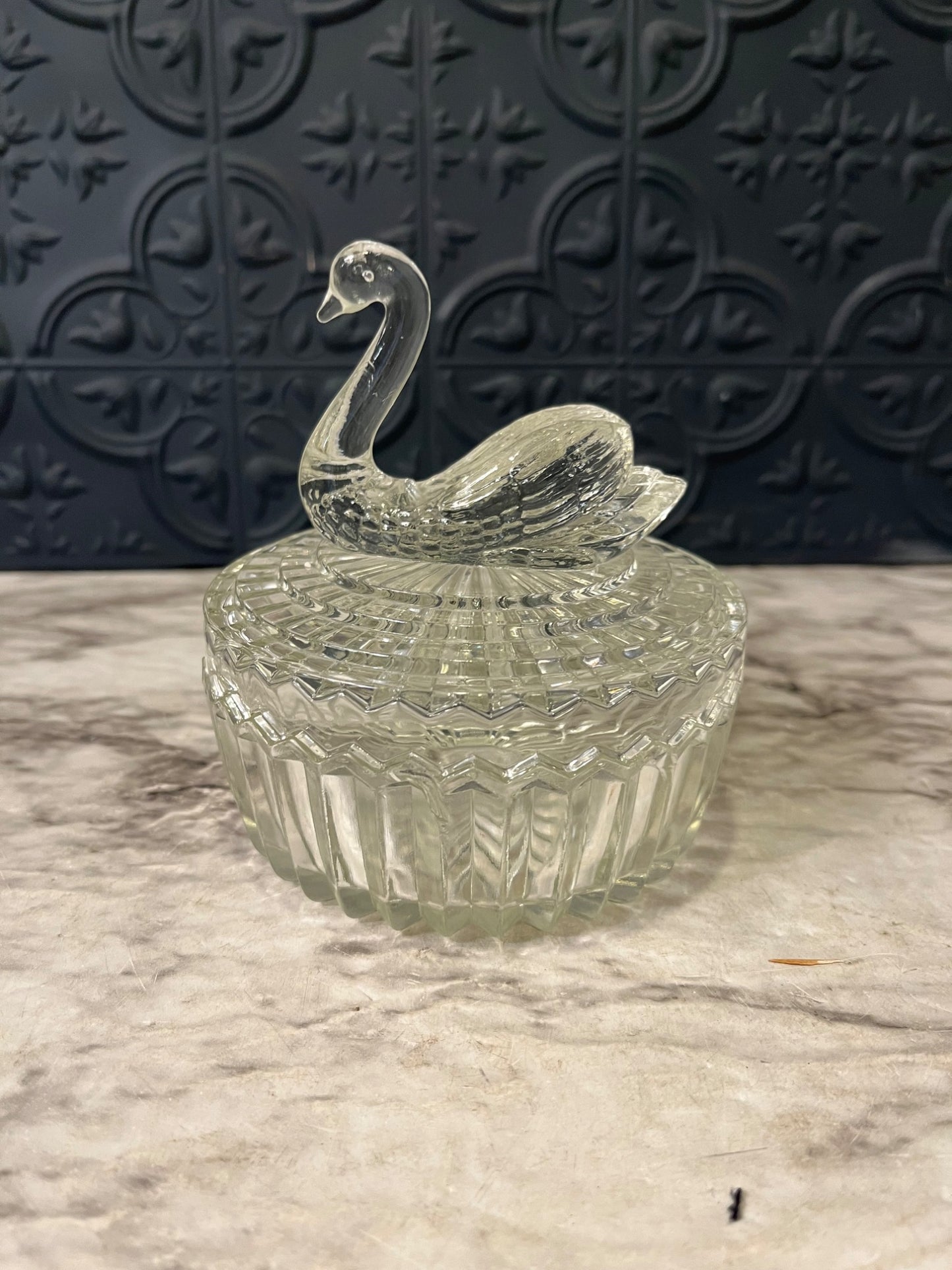 Glass Candy dish with Swan