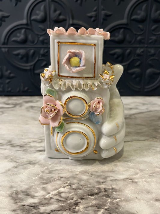 Porcelain Vase of Hands and  Camera Vert