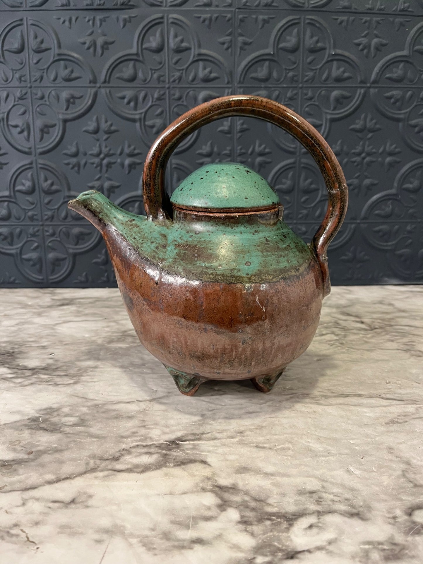 Pottery Tea Pot with Chip