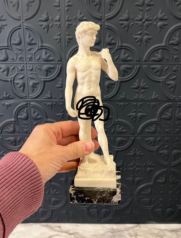 Vintage David Statue On Marble Base