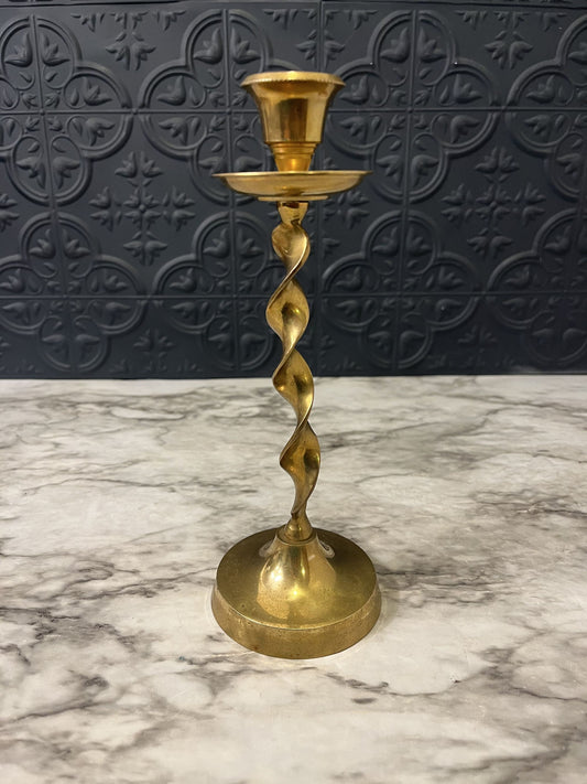 Brass twisted candle holder