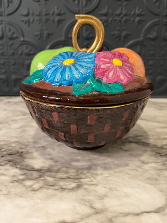 Signed ceramic fruit basket