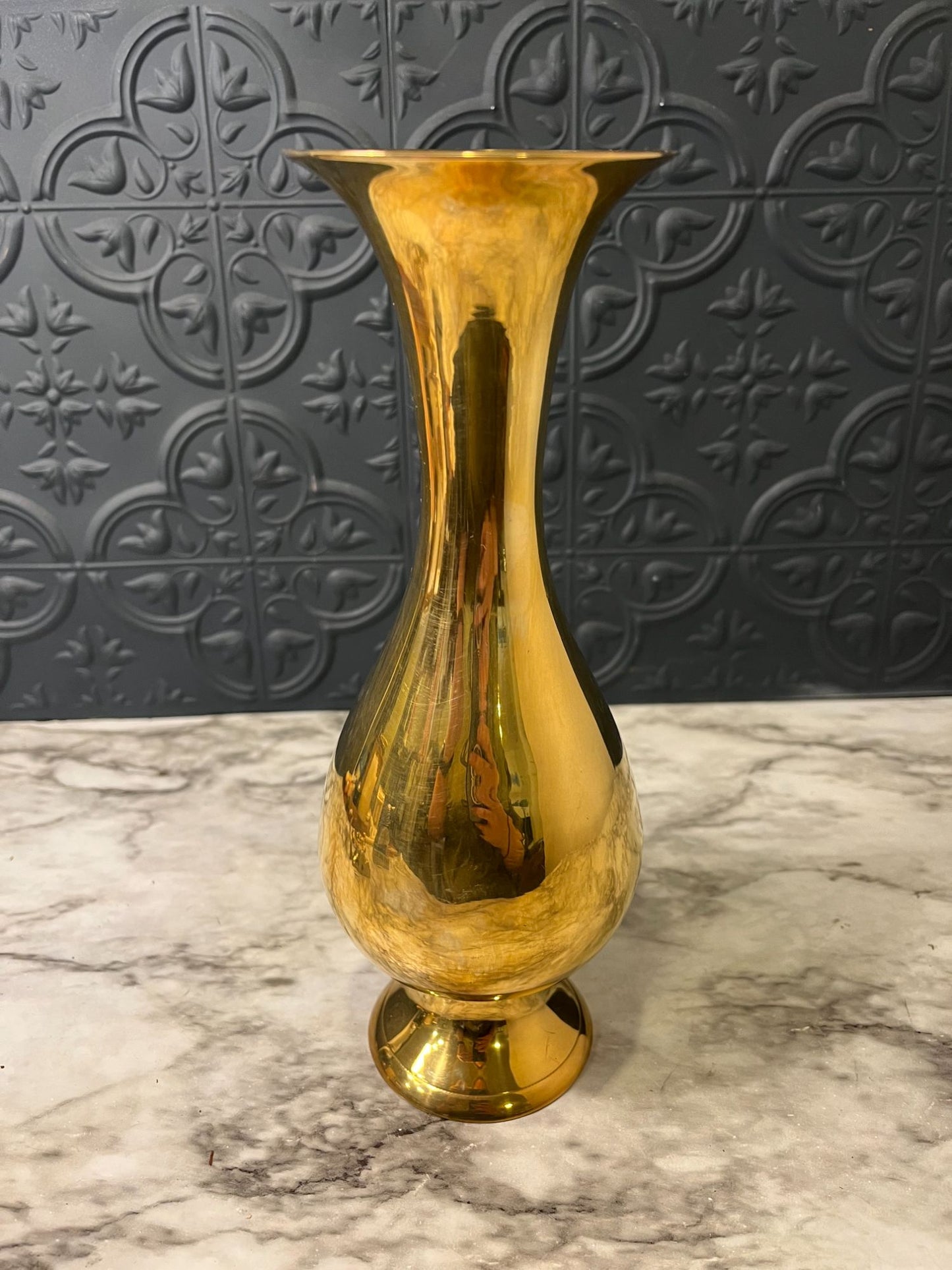 Smooth Brass Footed Vase